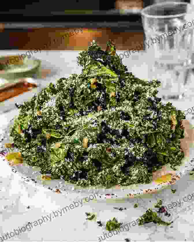 A Beautifully Plated Kale Main Course, Featuring Grilled Kale Served Alongside Roasted Vegetables And A Flavorful Sauce Fifty Shades Of Kale: 50 Fresh And Satisfying Recipes That Are Bound To Please