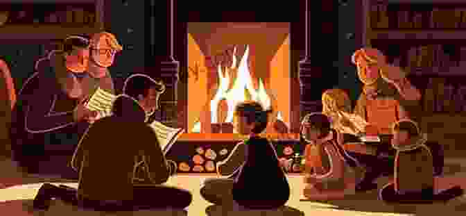 A Cozy Family Scene, Gathered Around A Fireplace, Engrossed In Reading A Book Together The Christmas List Douglas B Wimmer