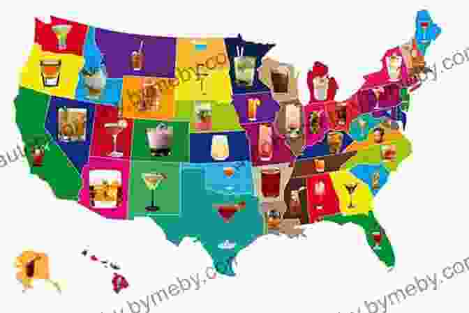 A Map Of The United States With Cocktail Glasses Representing Each State The United States Of Cocktails: Recipes Tales And Traditions From All 50 States (and The District Of Columbia)