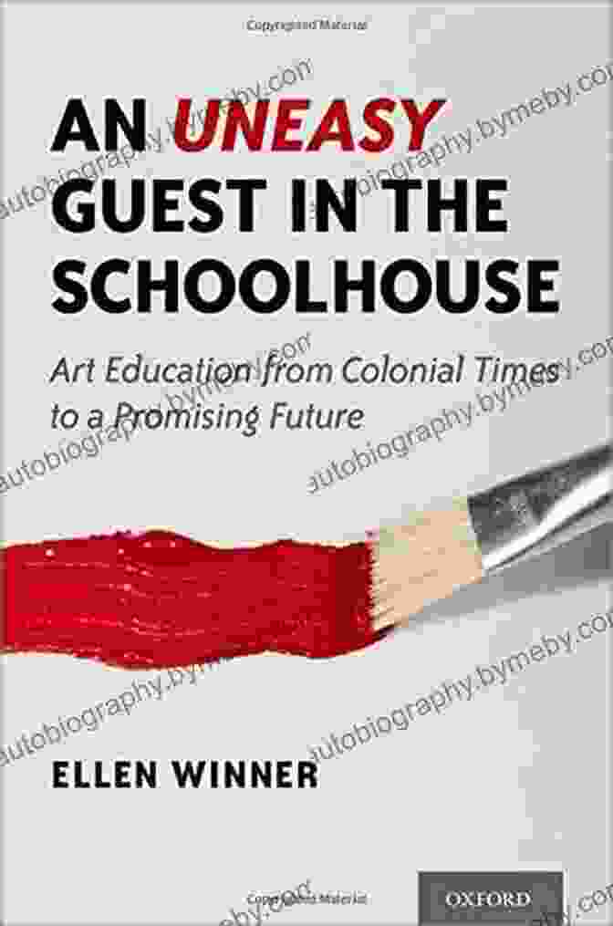 An Uneasy Guest In The Schoolhouse Book Cover, Showcasing A Haunting Silhouette Of An Old Schoolhouse Against A Stormy Sky. An Uneasy Guest In The Schoolhouse: Art Education From Colonial Times To A Promising Future