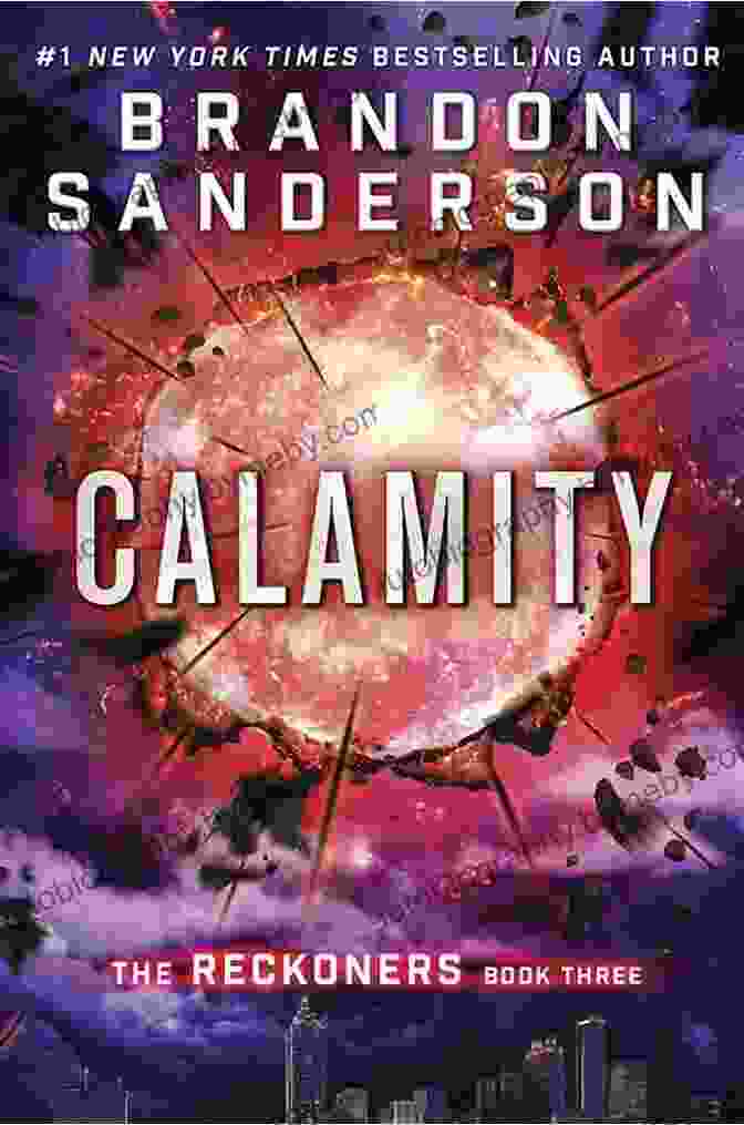 Calamity Book Cover, Featuring A Group Of Rebels Charging Towards A Giant, God Like Figure Calamity (The Reckoners 3) Brandon Sanderson