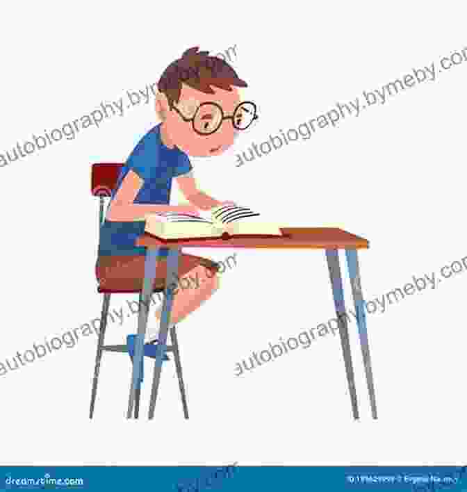 David, A Young Boy With A Determined Expression, Is Sitting At A Desk Reading A Book. The Reader Amy Hest