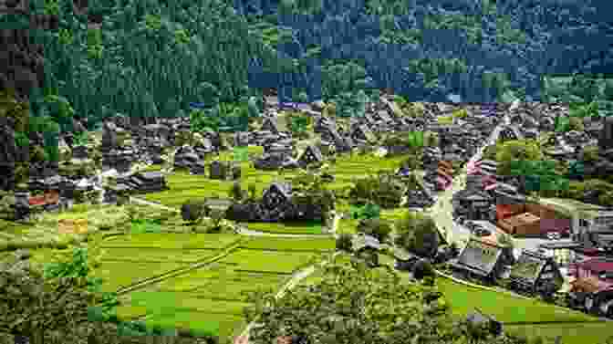 Father And Son Cycling Through A Traditional Japanese Village, Passing By Wooden Houses And Waving Children. Rising Son: A Father And Son S Bike Adventure Across Japan