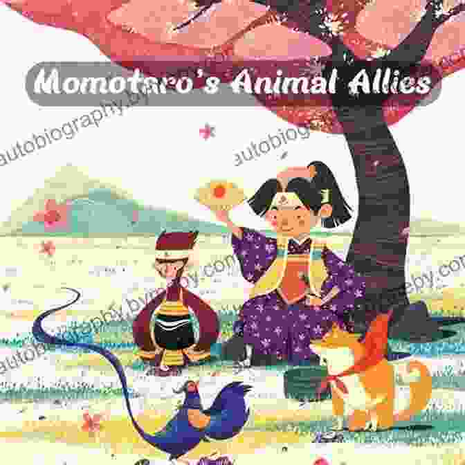 Illustration Of Momotaro And His Animal Companions Facing The Oni Momotaro (Japanese Fairy Tale 1)