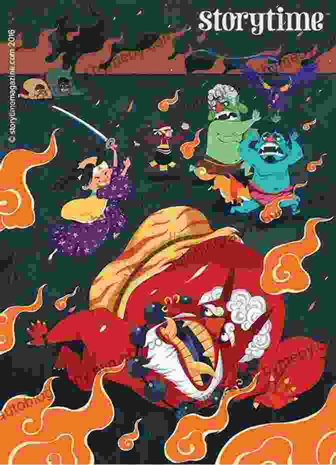 Illustration Of Momotaro Leading The Battle Against The Oni Momotaro (Japanese Fairy Tale 1)