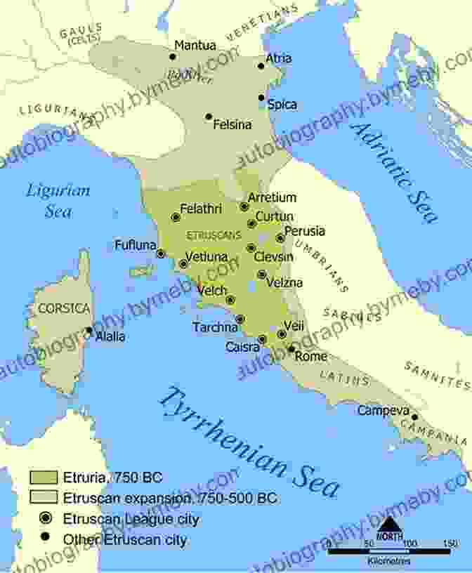 Map Of Etruria, The Region Inhabited By The Etruscans In Ancient Italy The Etruscans: Lost Civilizations Andy Couturier